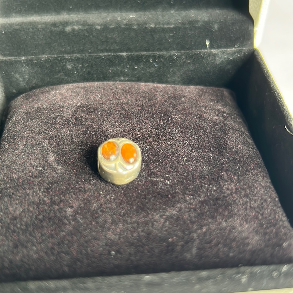 Pandora compatible silver and amber charm